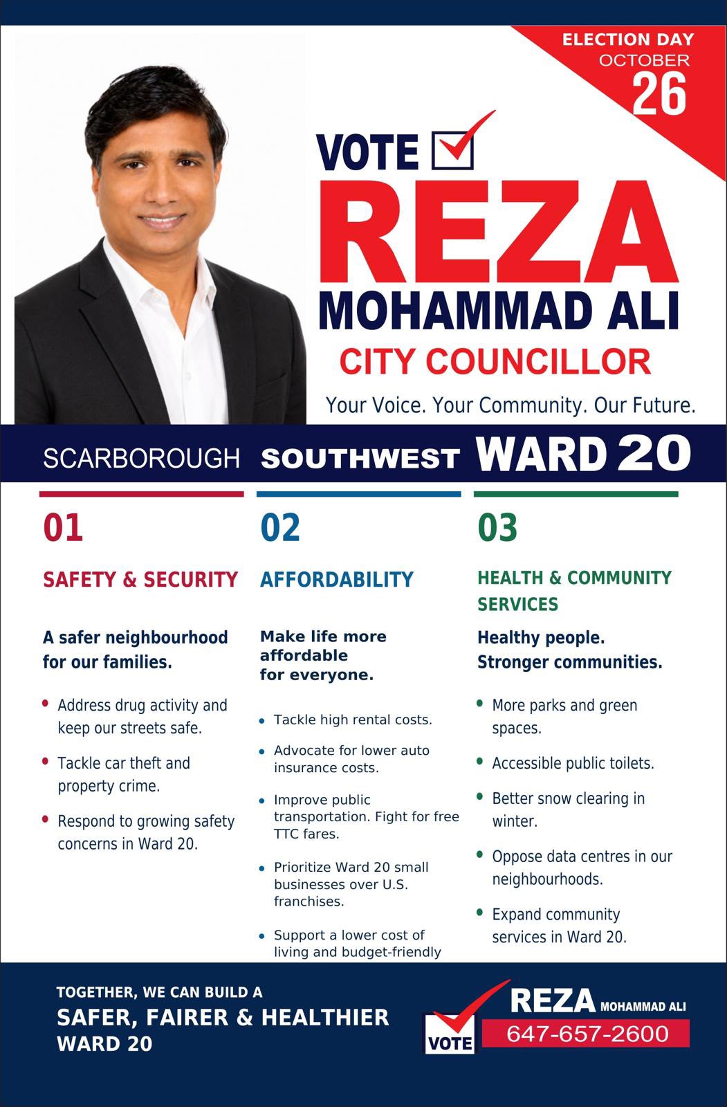 Vote for Mohammad Ali Reza campaign poster